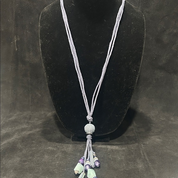 Christopher & Banks Blue and Silver Beaded Necklace - Picture 7 of 15